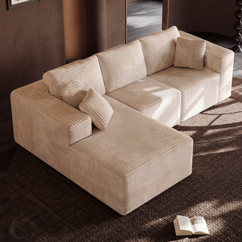 Memory foam upholstered modular L-shaped sofa